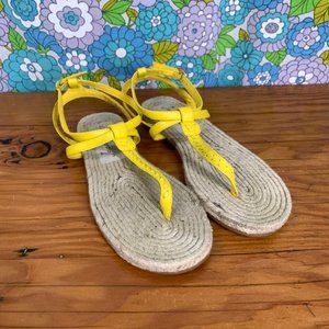 Jack Rogers 1960 'EVIE" Yellow Espadrille Thong Sandals  Size:7.5